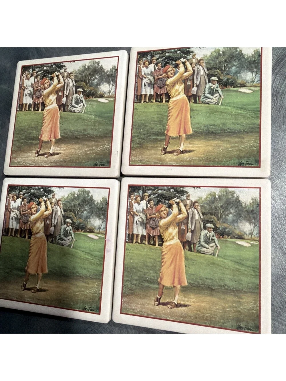 Vintage Golf Coasters Set Of 4